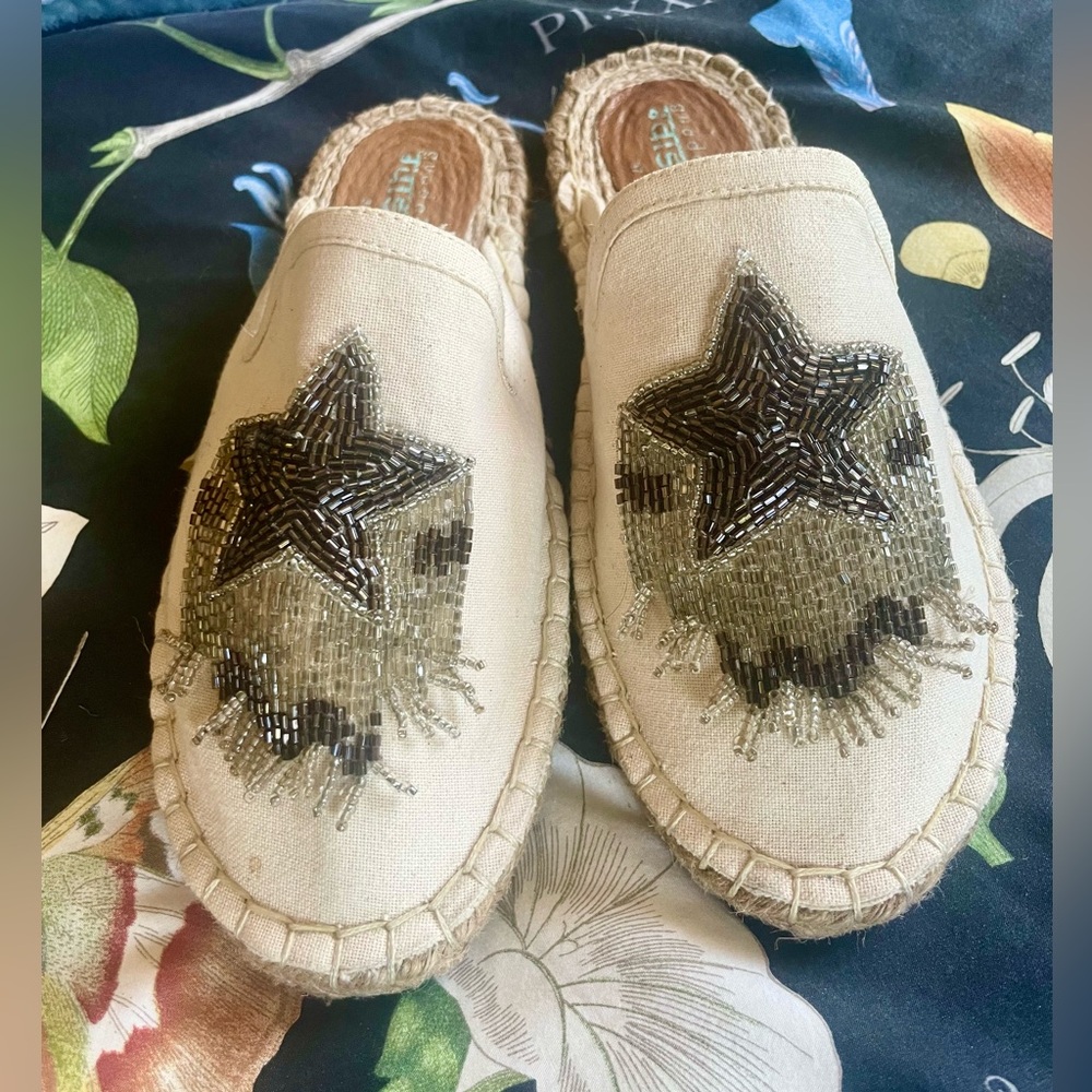 Summer beaded mules- perfect pool party shoes!